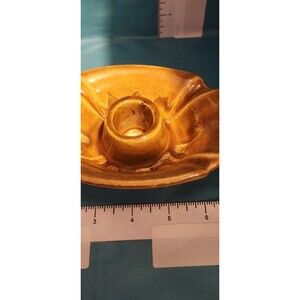 Vintage Pottery Candle Holder 3004 – Brown Drip Glaze Ceramic Floral Base